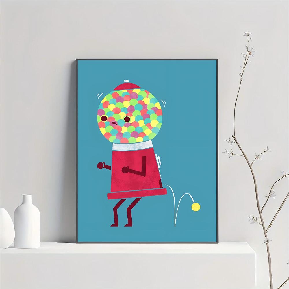 1pc Hot Modern Simplicity Cartoon Funny Food Fancy Poster HD Posters Home Room Bar Cafe Decor Art Wall Painting Picture