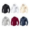Fall Spring Men Shirt Hooded Drawstring Long Sleeves Pullover Thin Solid Color Mid Length Casual Daily