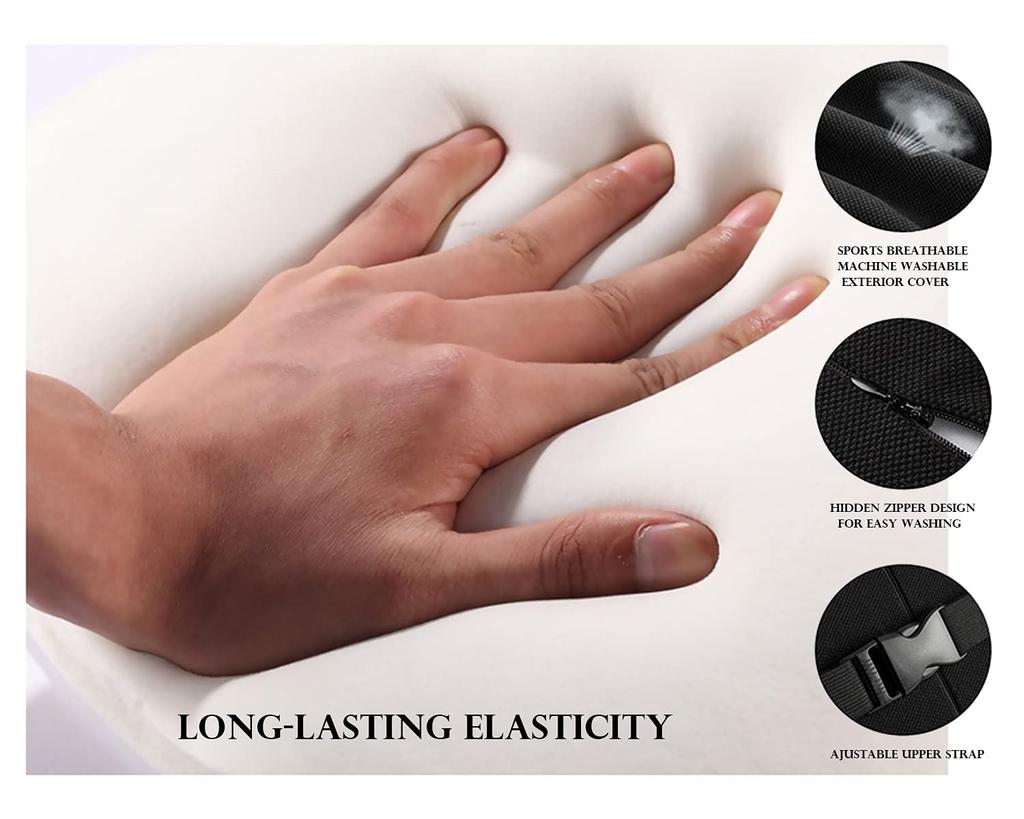 Ecloud Shop Lumbar Support Cushion Neck Pillow Ergonomic Universal Fit for Major Car B0013 Car/Headrest Kit, Design, Seats, Black,