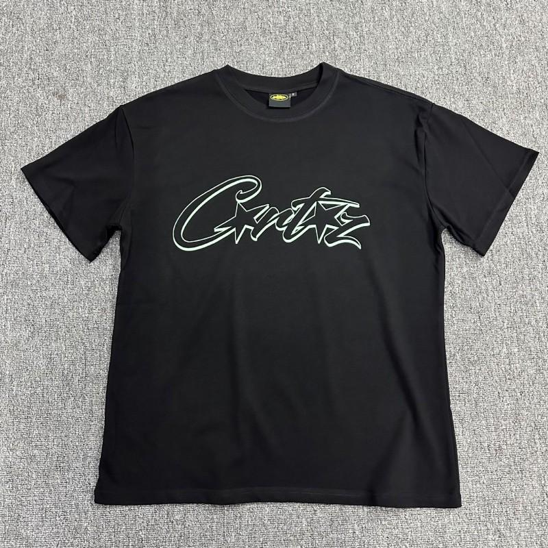 Хлопковая футболка Corteiz Streetwear Мужская Свободный крой Круглый вырез Короткий рукав Хип-хоп Графическая футболка