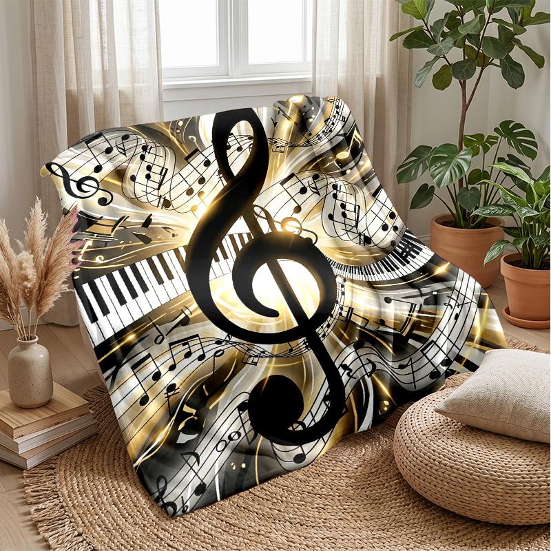 Music Notes Harmony 3 Theme blanket Lightweight Warm Flannel Blanket Decorative Throw Blanket for Home Decoration