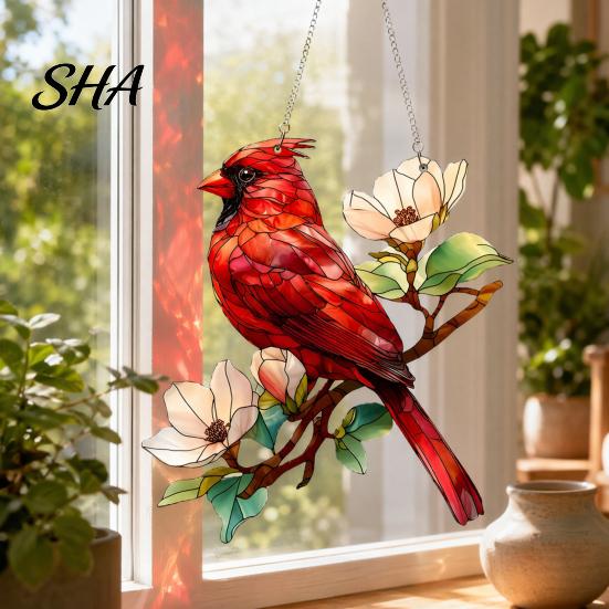 Acrylic Sun Catcher Hummingbird Catcher, Colorful Hanging Ornament, Red Bird Window Decor, Birthday Gift for Mom Wife Grandma Outdoor