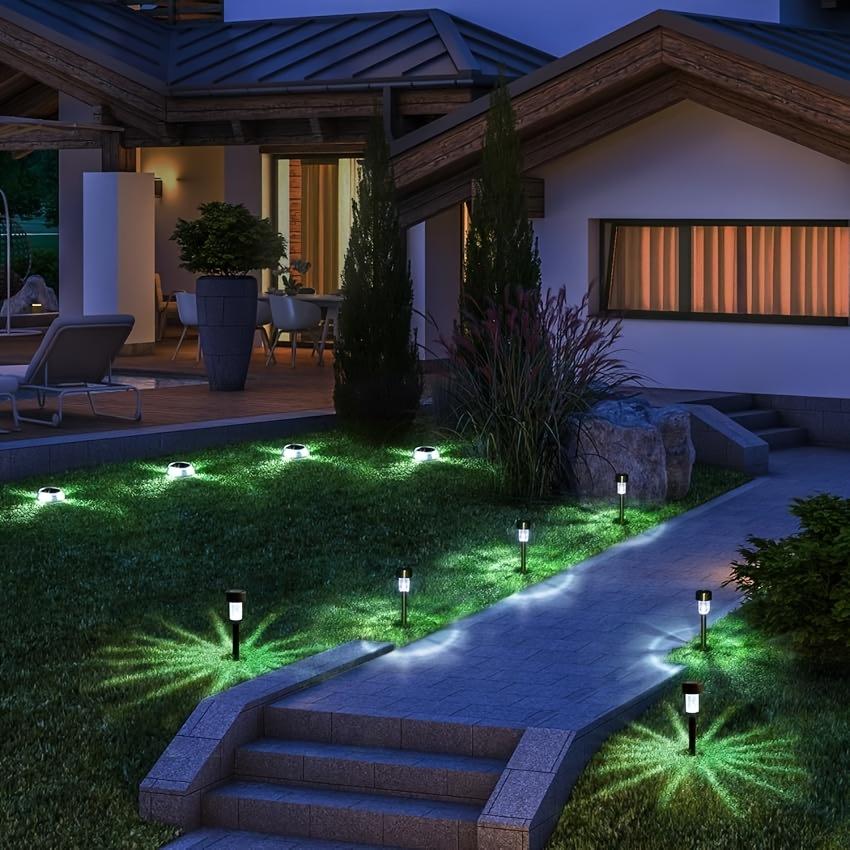 10/30 шт. наружных солнечных ландшафтных газонных светильников, садовые светильники из нержавеющей стали, солнечные садовые светильники для доступа, террас, газонов, вилл, парков и подъездных путей