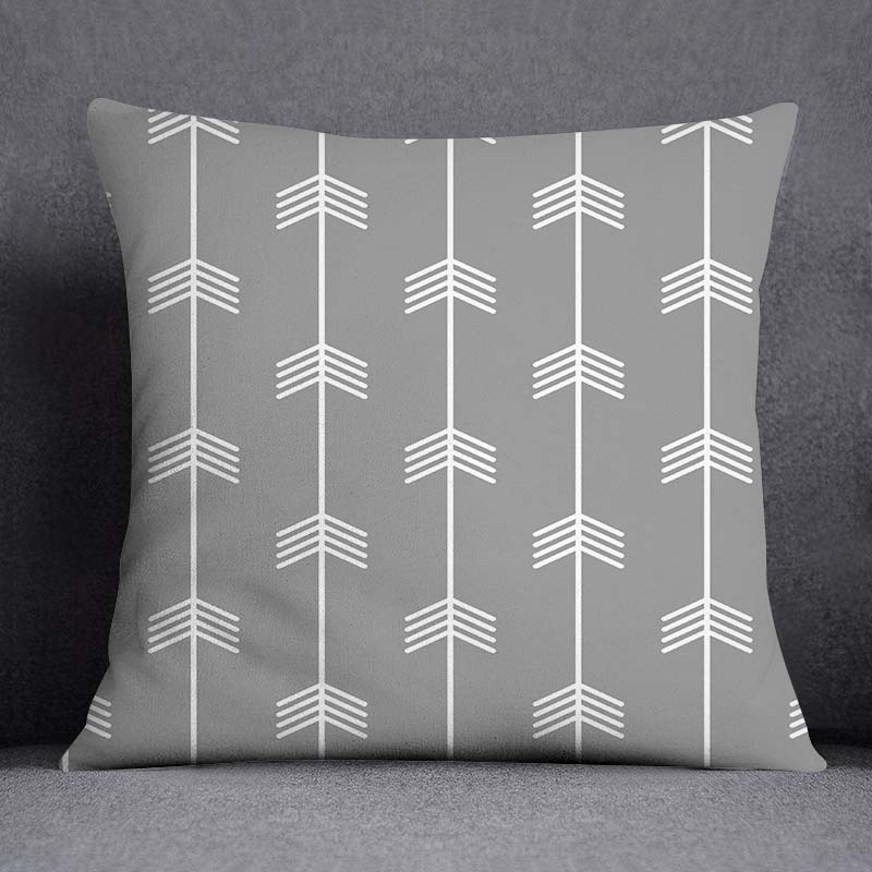 Gray Low White Flower Pattern Home Decoration Pillowcase Square Pillowcase Home Office Decoration Cushion Cover