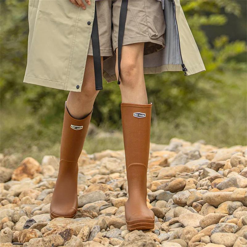 Fashion 2024 New Rain Boots High-top Same Style for Men Women Waterproof Shoes Long Boots Rubber Shoes Lightweight Non-slip Overshoes