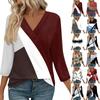 Женские топы с рукавами 3/4 и V-образным вырезом, повседневные туники, базовые рубашки, блузки свободного кроя
