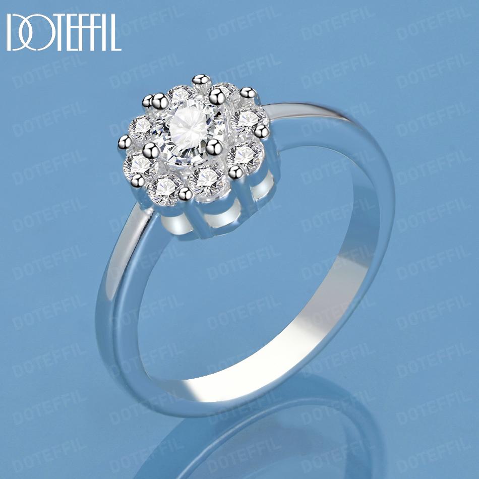 Кольцо с подвеской из чистого серебра 925 пробы с цирконом AAA и цветком, свадебные украшения