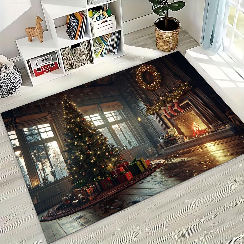 С Новым годом, Веселого Рождества, Елка, Дед Мороз, Мультяшный, Подарок, Ковер, Коврик для спальни, гостиной, дивана, дома, Придверный коврик, Декор, Нескользящий