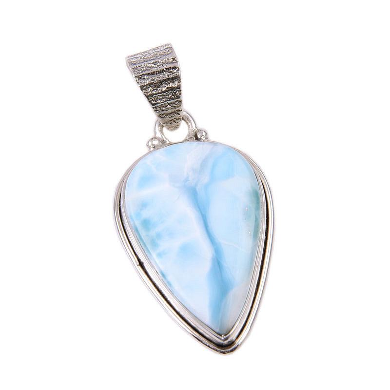 Natural Republic Larimar Gemstone 925 Solid Sterling Silver Pendant 1.75" K2l82