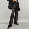 European-American Style Lace See-Through High Waist Pants for Women