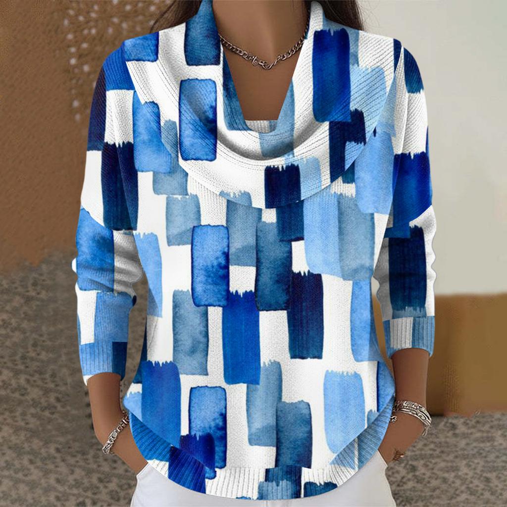 Женский повседневный и модный свитер с круглым вырезом, длинными рукавами и принтом