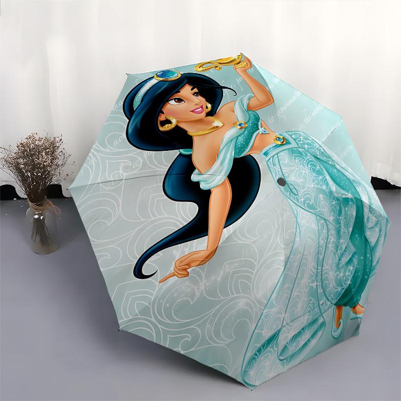 Jasmine, Genie Lamp Themed Automatic Opening and Closing Umbrella, Brightly Colored 8-rib Portable Umbrella, Suitable for Men and Women, A Perfect Gif