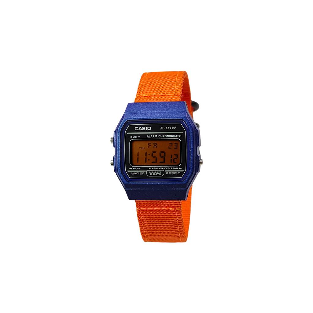 Casio Часы Custom Collection, кварцевый механизм, нейлоновый ремешок, мужские, черный циферблат, F-91WM-2A(Watch5--)