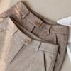Women's Herringbone Wool Trousers: High-Waist, Slim-Fit, Casual and Stylish for Spring & Autumn