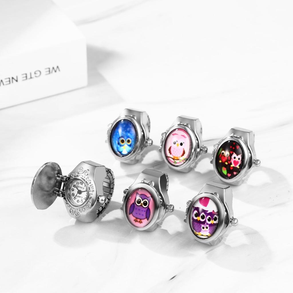 Кольцо Часы Сова Кольцо Бесплатно Милые Часы Кольцо Аналоговые Водонепроницаемые Кварцевые Часы Сплав Нержавеющая Сталь Серебро Подарок На День Рождения Рождество Для Подруги