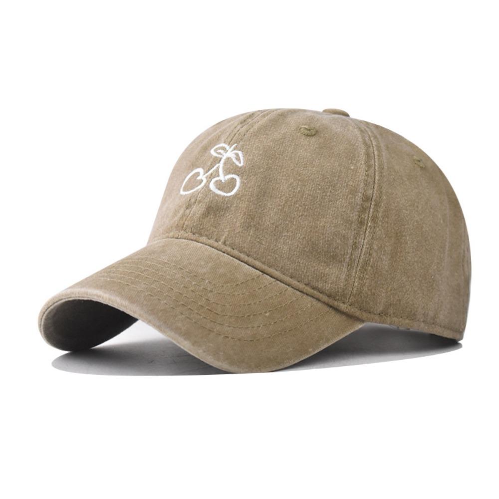 Solid Color Peaked Cap Sun Protection Sunscreen Sun Hat Retro Cherry Baseball Cap Outdoor