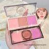 MYHO Tri-Color Blush Palette: Nude, Matte Milk Tea, Orange. Long-Lasting Rouge Makeup.