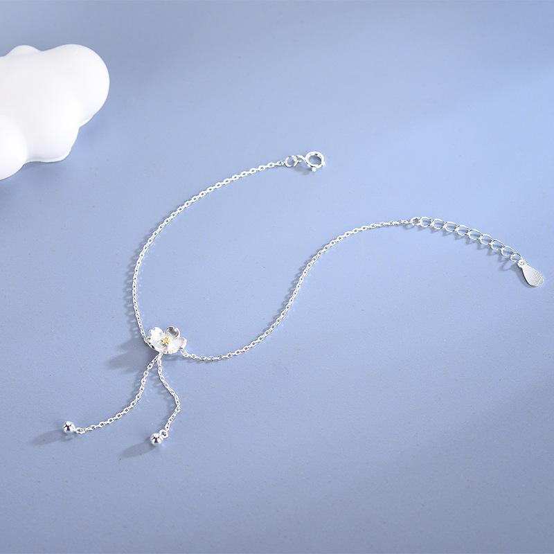 S925 Серебряный браслет в японском и корейском стиле, маленький браслет из свежих цветов, лесной сладкий браслет с кисточками и цветами