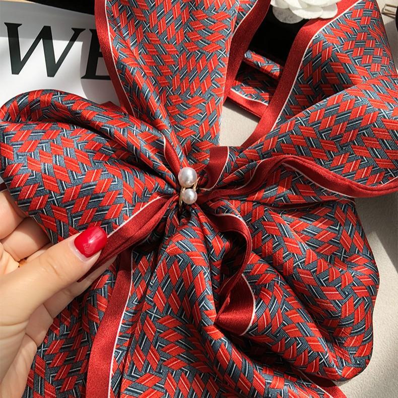 Charming Burgundy Mulberry Silk Scarf, Autumn And Winter Foreign Versatile Double-Sided Silk Scarf, Thin Streamer