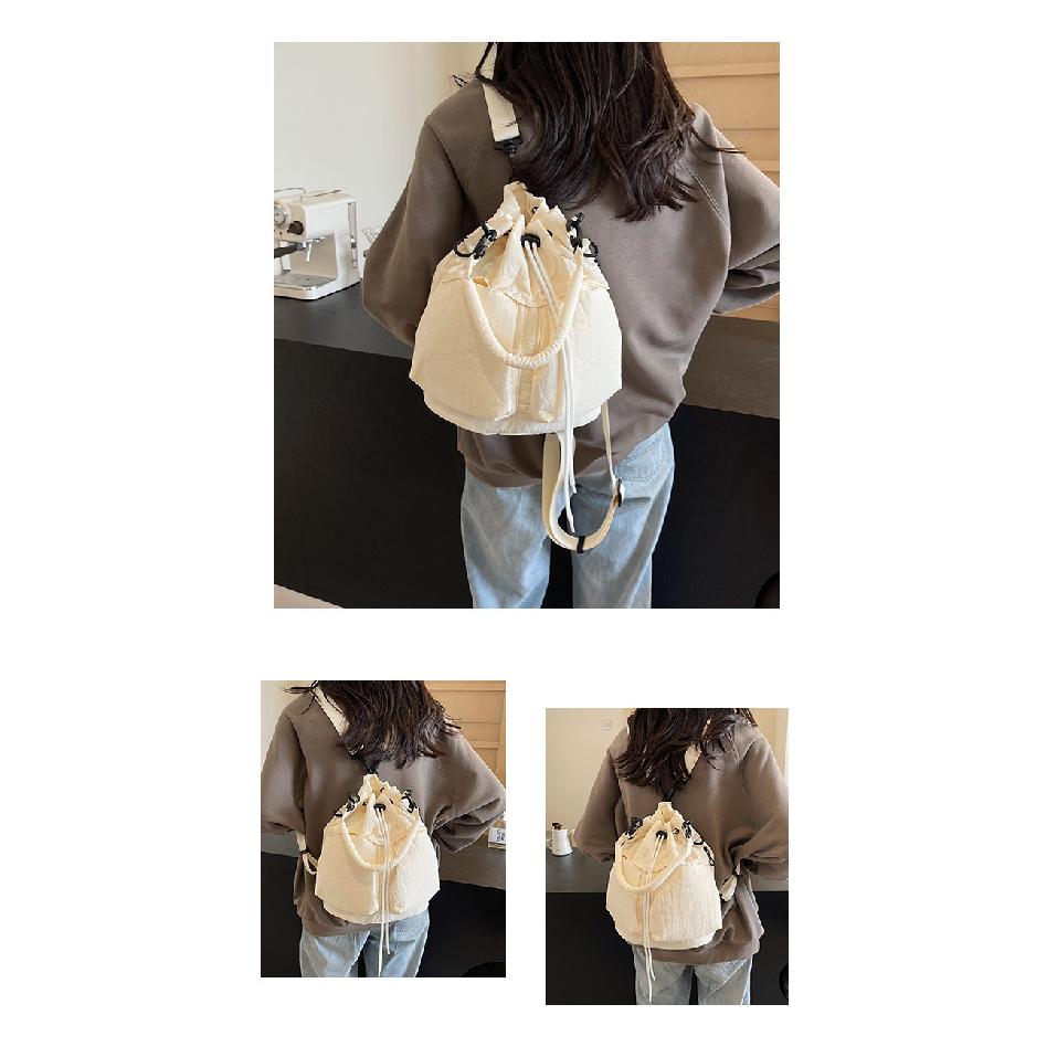 Waterproof Lightweight Cross-Shoulder Crossbody Bag Fashion Casual Large Capacity Drawstring Bucket Bag Simple Casual WOMEN'S Bag