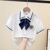 Летняя белая школьная форма для девочек с короткими рукавами, тонкая белая рубашка для студенток, верхняя рубашка