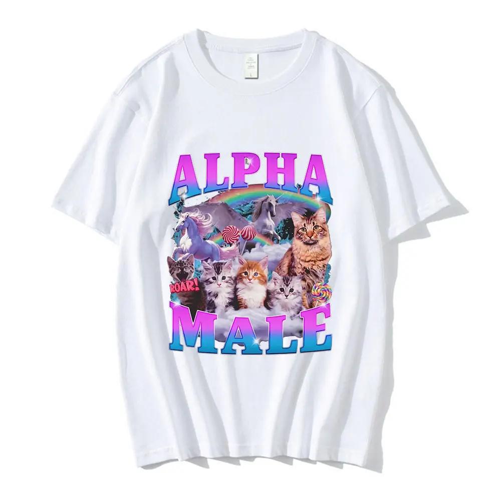 Alpha Male Cute Kitten Cat Unicorn Rainbow Funny Graphic T-shirt Men Women Fashion Short Sleeve T-shirts Cotton Casual T Shirts