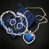 Комплект украшений «Титаник Сердце океана», элегантный винтажный стиль, цинковый сплав со стеклянной мозаикой, в комплект входят ожерелье, браслет, серьги, с бархатным мешочком