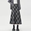 Women Plaid Skirt High Waist Vintage Wool A Line Loose Mid Length for Fall Winter