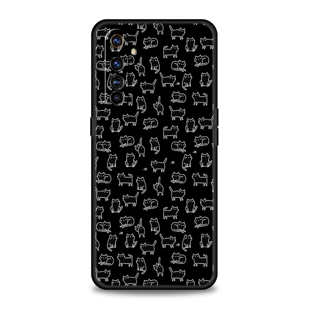 Чехол для телефона Realme 12 11 10 9 8 5G 7 6 GT5 GT3 GT2 Pro Plus C21 C11 C25 C35 GT Neo 2 3 3T 5, чехол с изображением черного кота, милый мультфильм