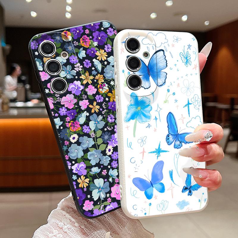 Масляная живопись Цветочный чехол Для Samsung S26 S25 Ultra S24 FE S23 Plus S22 S21 A15 A16 A17 A35 A36 A37 A54 A55 A56 A57 5G Кожаная текстура Мягкий чехол