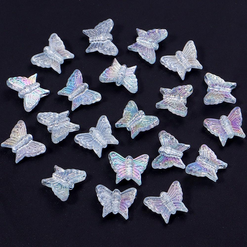 50-Pack Acrylic Colored Transparent Butterfly Beads for DIY Phone Chains