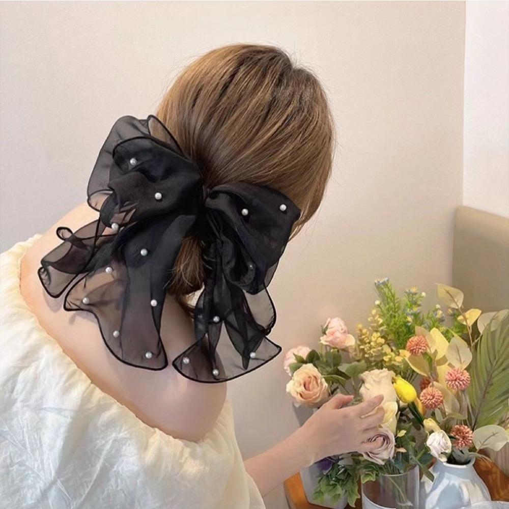 Chiffon Bow Hairpin Net Yarn Bowknot Hairpin Elegant Bow Hair Clip  Women