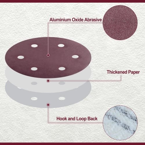 SPEEDWOX 10-Piece Set of 220mm 6-Hole Sanding Discs, Round #240 Sandpaper, Woodworking Sandpaper, Sander Paper, Woodworking Sandpaper, Precision Sandp