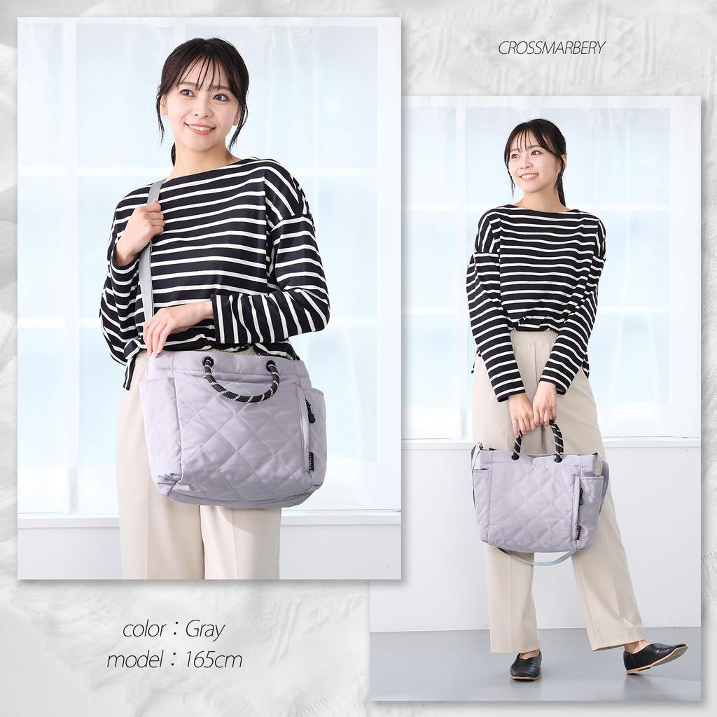 Нейлоновая сумка-тоут для больших больших размеров с кросс-боди для улицы, школьная серая [Cross Marbury] женская, стильная, для поездок на работу, легкая, A4, вместимость,