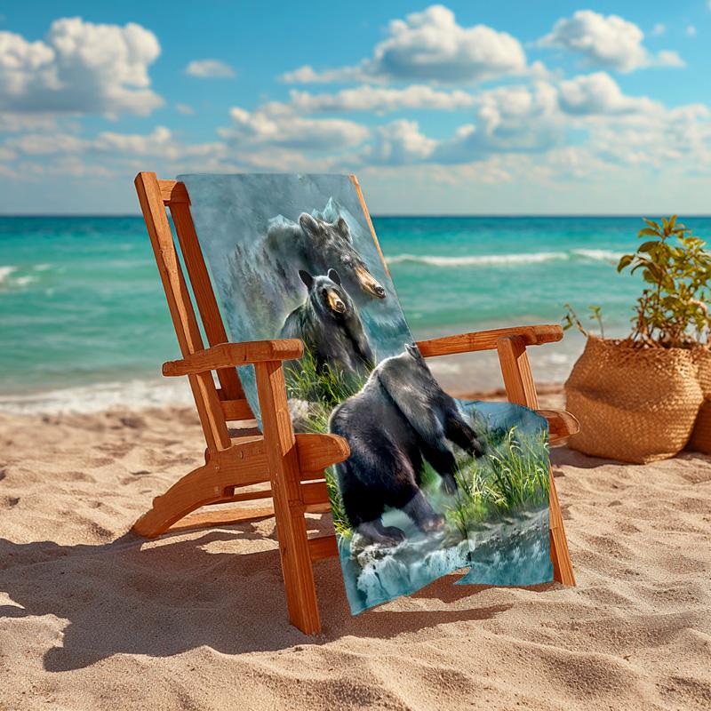 Wild Bears Mountain Forest Soft Beach Towel Outdoor Camping Vacation Swimming Beach Towel Outdoor Absorbent Bath Towel Blanket A6