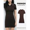 Za2025 Summer New Product Women's Clothes Slim Looking Short Sleeve Polo Shirt Collar Knitting Mini Dress 0014001 700