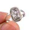 Natural Black Rutile Gemstone 925 Solid Sterling Silver Jewelry Ring S.7.5 O9l53