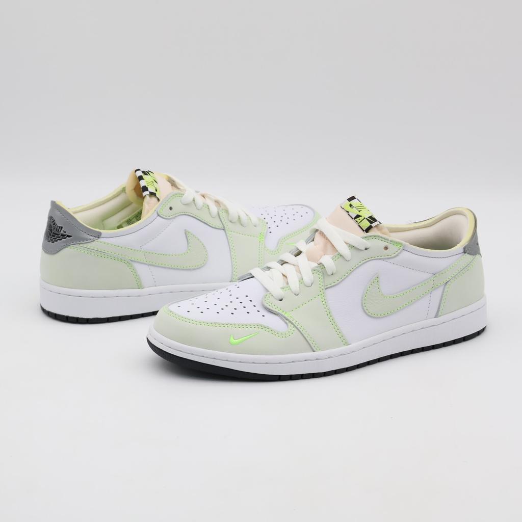 DM7837-103 Nike Air Jordan 1 Retro Low Белый Призрачный Зеленый Черный Серый (Мужской)