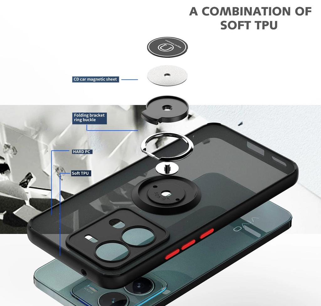 Чехол Armor для VIVO V29 Lite Y78 5G Y36 Y35 Y02 Y22 Y22S чехол-кольцо магнитный держатель подставка противоударный матовый чехол Fundas