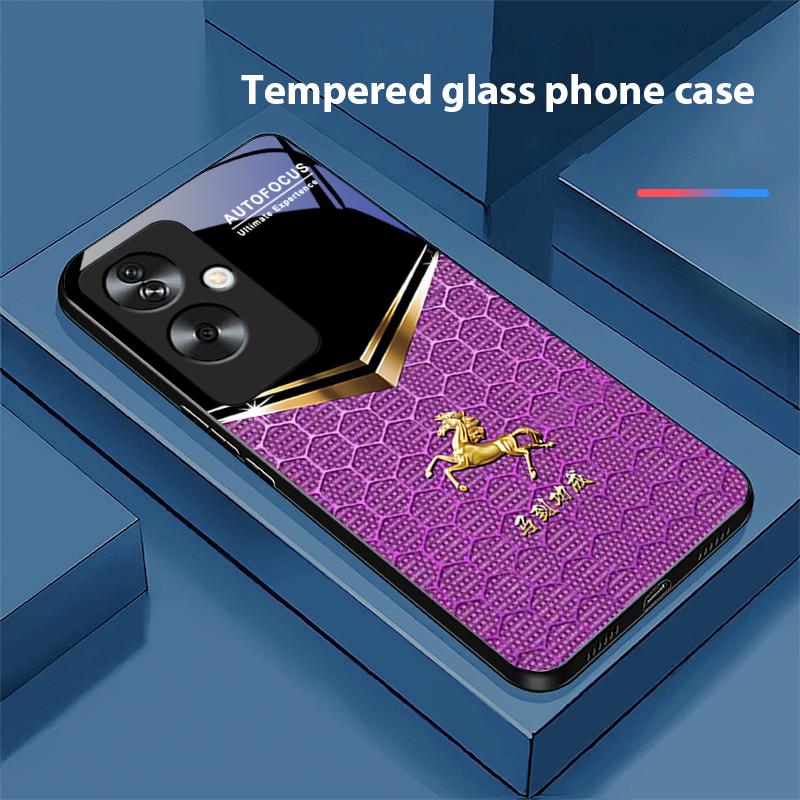 Сотовый Зеленый Конь Для Oppo A79 5G 58 78 74 60 4G Reno 11F Realme GT 6 11 Note 50 10 C55 X2 Закаленное Стекло Черный Чехол для Телефона