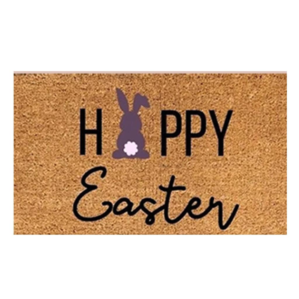 Happy Easter Welcome Doormat, Non- Fiber Carpet, Fun Easter Bunny Doormat