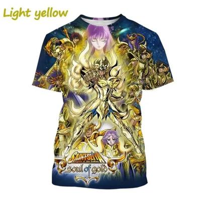 Футболка Saint Seiya с 3D-принтом для мужчин и женщин, круглый вырез, повседневные топы с короткими рукавами, свободные футболки, аниме-футболка