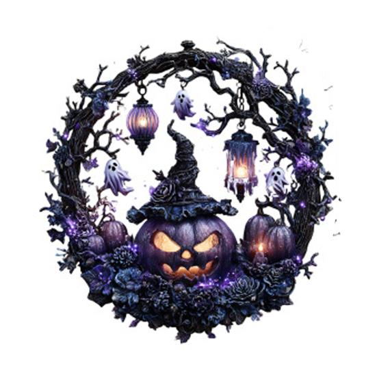 Pumpkin Witch Decoration Halloween Hanging Ornament 2D Flat Acrylic Pendant for Car Interior Rearview Mirror Backpack Key Ring