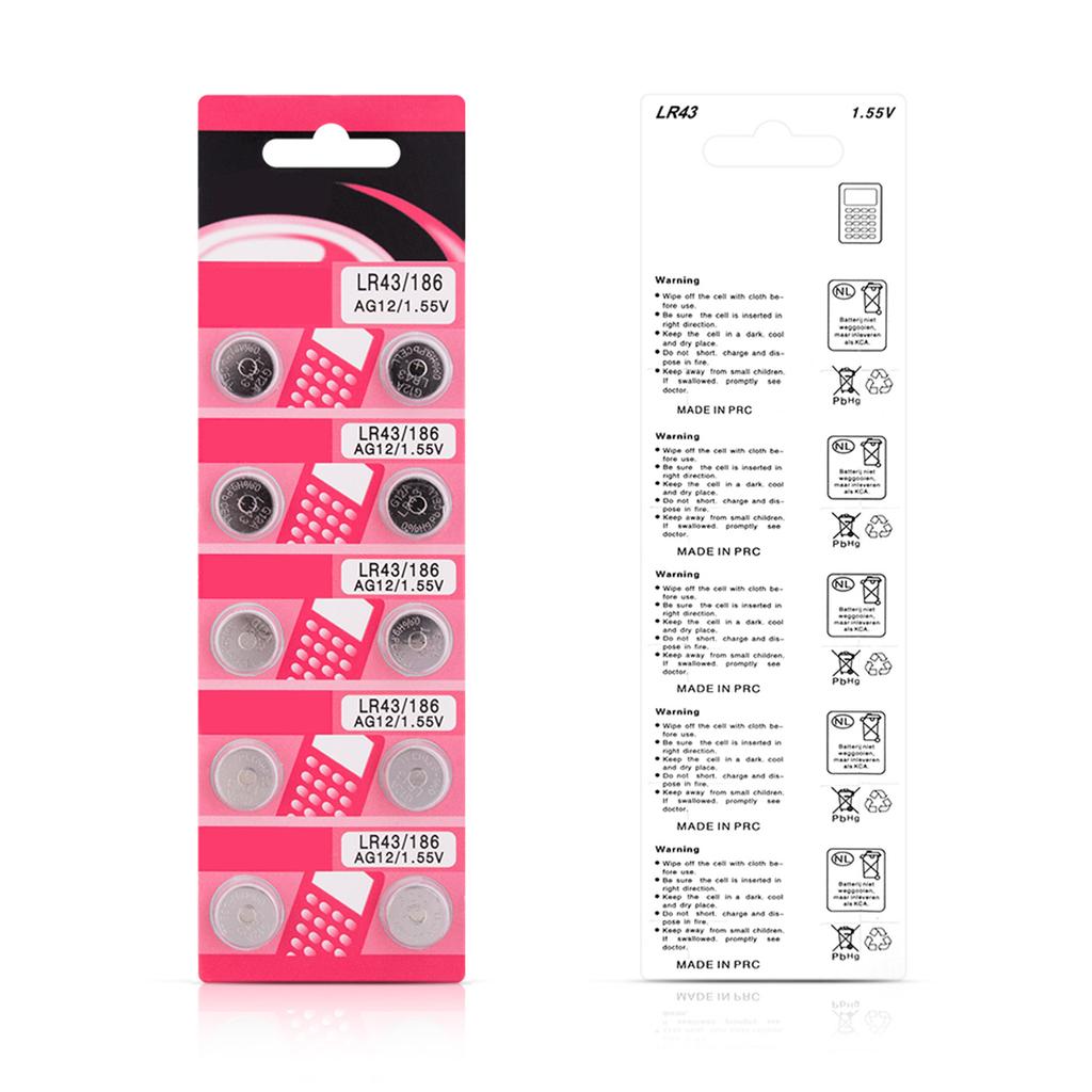 Упаковка из 10/20 щелочных батареек AG12 LR43 таблеточного типа Батарейки таблеточного типа для часов Калькуляторов Игрушечных устройств