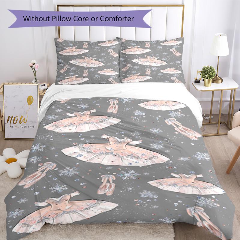 3pcs ballet Bedding Set Duvet Cover Closure Includes 1 Duvet Cover & 2 Pillowcases, Soft and Comfortable for All Seasons.