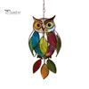 Owl Pendant Outdoor Hanging Decoration Realistic Looking Simple Installation Colorful Handmade Stained Owl Ornament