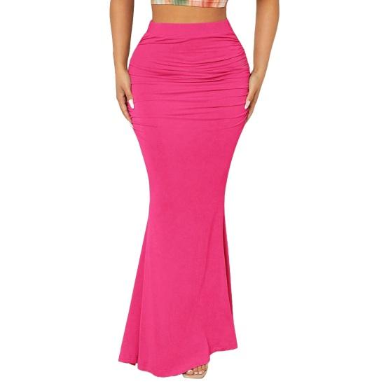 Юбка «рыбий хвост» с высокой талией, присборенная, женская юбка, однотонный дизайн, эффект похудения, длинная юбка, для работы, уличная одежда