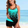 Women's Swimwear Tankini 2 Piece Swimsuit Green Leaves Swaying Vacation Bathing Suits Shoulder Straps for a Beautiful Back