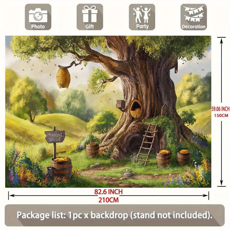 A fairy tale treehouse themed background banner suitable for birthdays holidays parties with multiple sizes to choose from