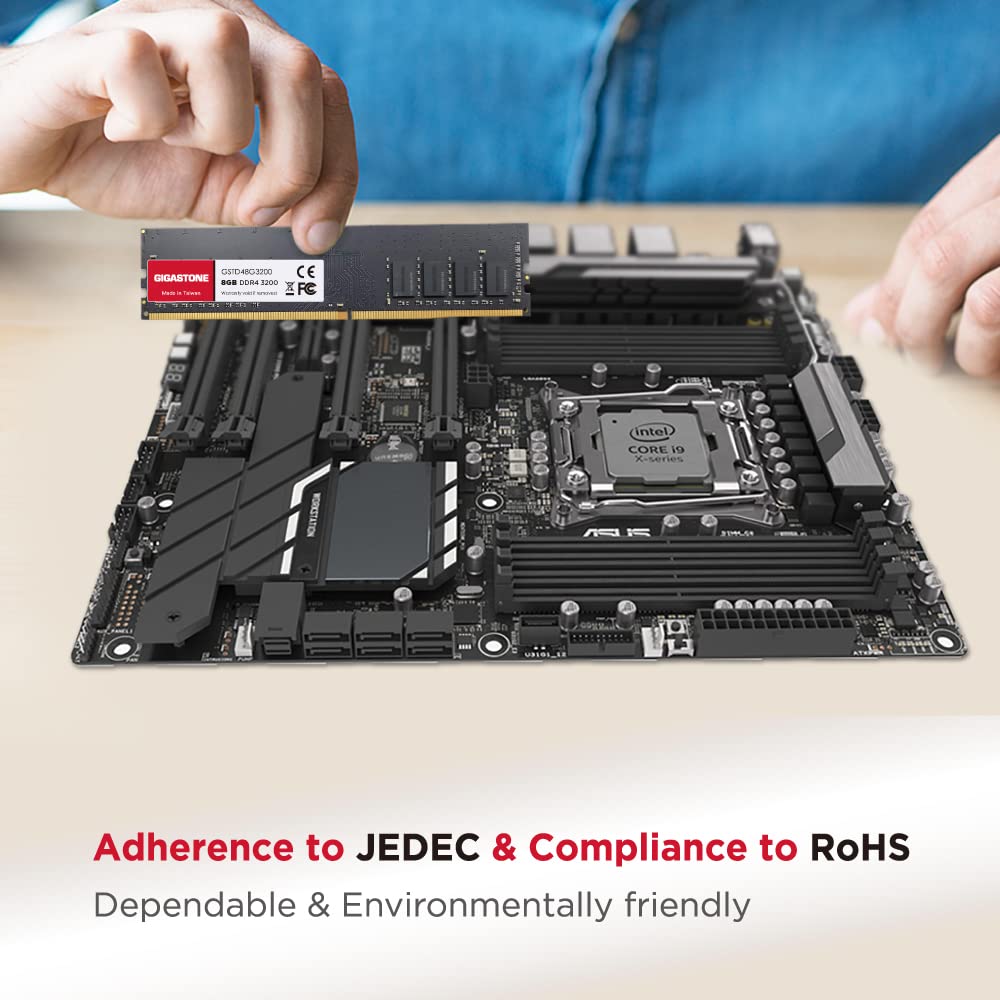 Gigastone 8GBx1 DDR4 3200MHz or CL22 UDIMM 288 Pin Unbuffered PC Desktop Only Memory Module Upgrade [Memory DDR4] (2933MHz 2666MHz) PC4-25600